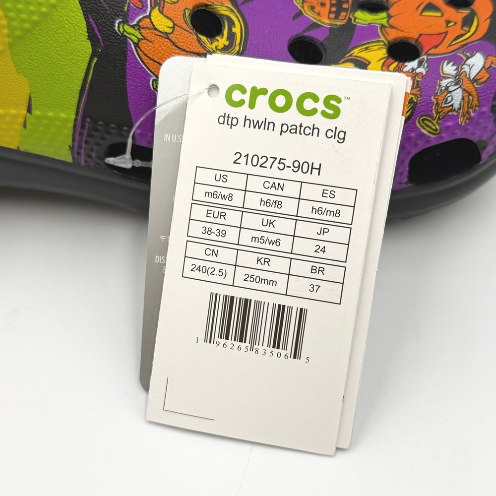 Mickey Mouse Halloween Pumpkin Patch Crocs Unisex M6 W8 Black Purple 210275-90H - Picture 10 of 12